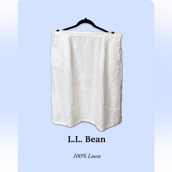 L.L. Bean Dresses & Skirts - L.L. Bean Linen Classic Fit Straight Midi Skirt Size 18 Reg White A Line Basic